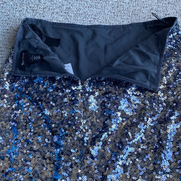 White House Black Market Silver Sequin Pencil Skirt 4 $140.00 Disco Metal whbm - Picture 9 of 11